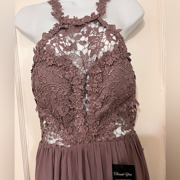 SOIEBLU TAUPE MAXI LACE SLEEEVELESS DRESS - Picture 2 of 6